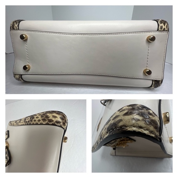 Coach Zoe Chalk Exotic Snakeskin Trim Top Handle Satchel Bag F68293 Zoe - Picture 8 of 15